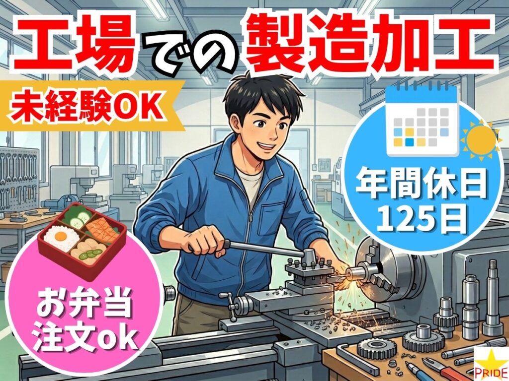 ≪経験不要≫工場で機械部品の加工作業│完全週休2日制×年間休日125日【10224】