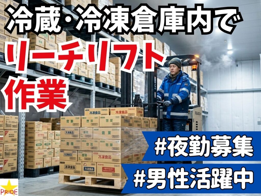 夜勤×完全週休2日☆長期レギュラー☆倉庫内リーチリフト作業│男性活躍中【20223】