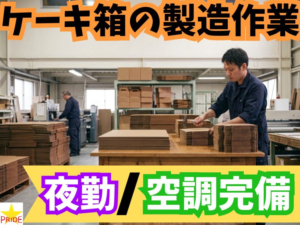 週3～OKの夜勤★空調完備で長期安定★ケーキ箱を扱う工場内軽作業【20214】