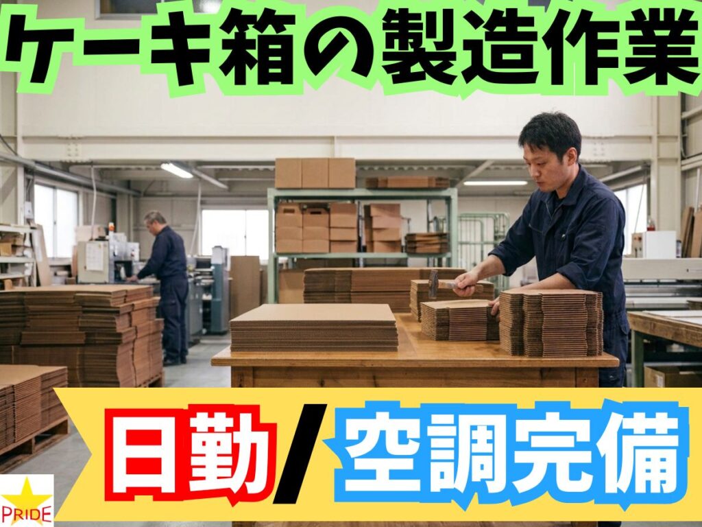 ＼単純作業で長期安定◎／空調完備で快適♪ケーキ箱を扱う工場で軽作業【20216】